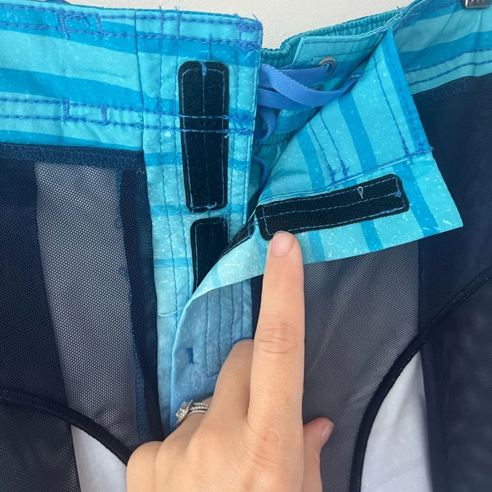 Speedo‎ Eco Comfort Stretch Bondi Boardshorts Palace Blue Striped Swim Trunks